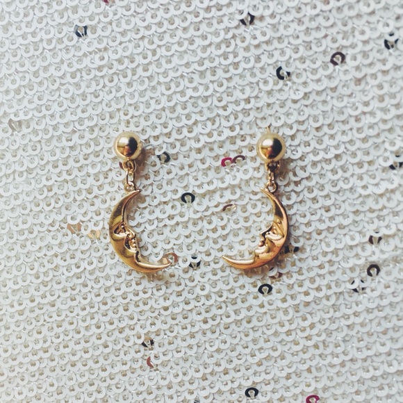 Gold Crescent Moon Boho Earrings - Picture 2 of 3
